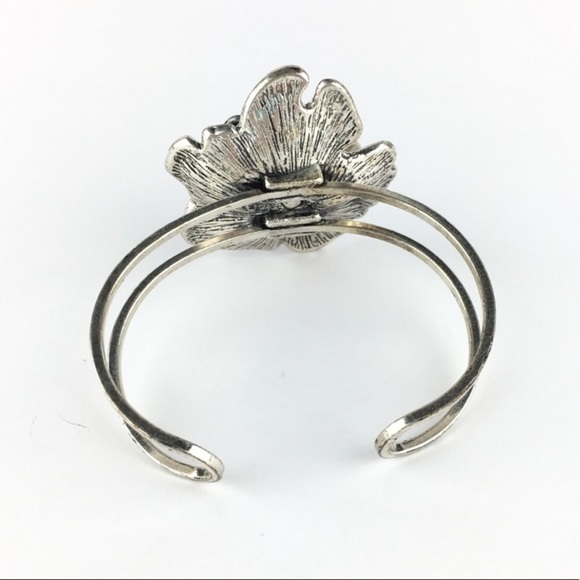 mark. Metal Flower Cuff Couture Bracelet Burnished Silvertone Boho Y2K Style - Picture 2 of 3